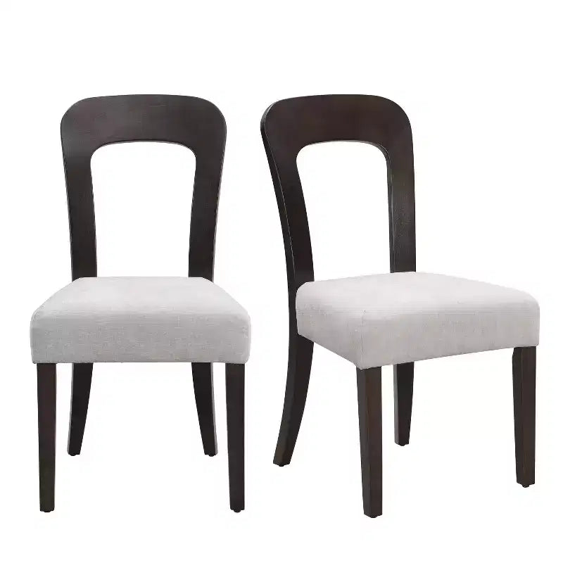 Set of 2 Wooden Dining Chairs, Modern Armless Side Chairs with Hollow Backrest, Padded Seat and 330 LBS Capacity for Living Room Kitchen