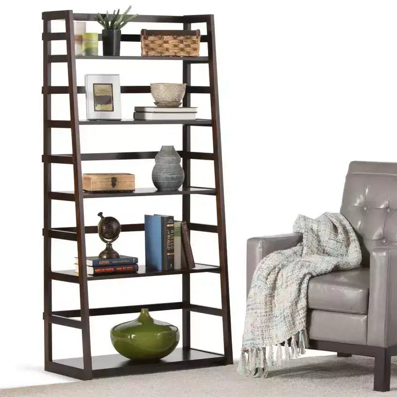 63x30 Normandy Ladder Shelf Bookcase Farmhouse - Wyndenhall