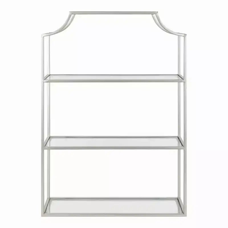 20" x 30" Ciel Tiered Wall Shelf Silver - Kate & Laurel All Things Decor: 4-Tier Glass, Metal Frame, No Assembly Required