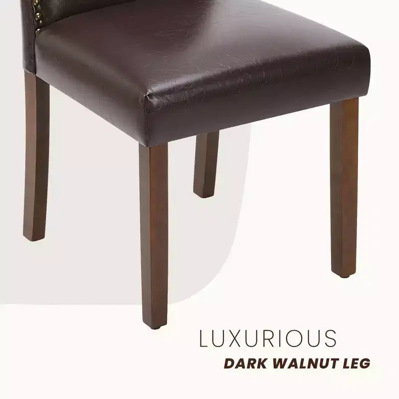 JIONJOY Brown Faux Leather Upholstered Dining Chair