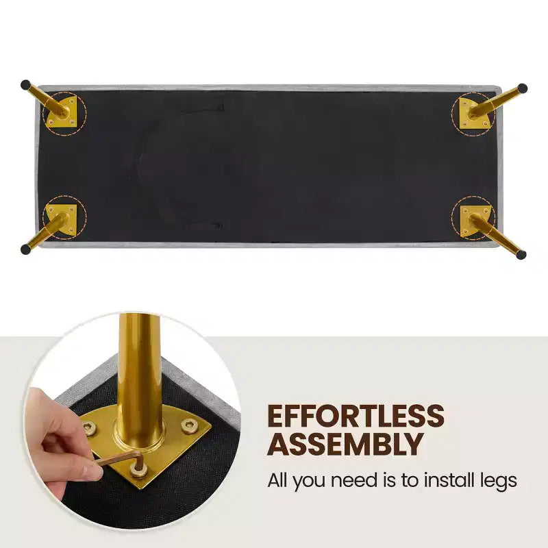 Modern Upholstered Button-Tufted Ottoman Footstool Bench for Bedroom