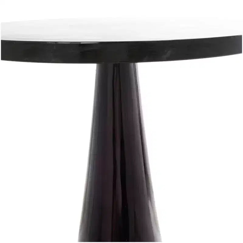 Aluminum Geometric Cone Accent Table with Textured Glass Tabletop 24 in