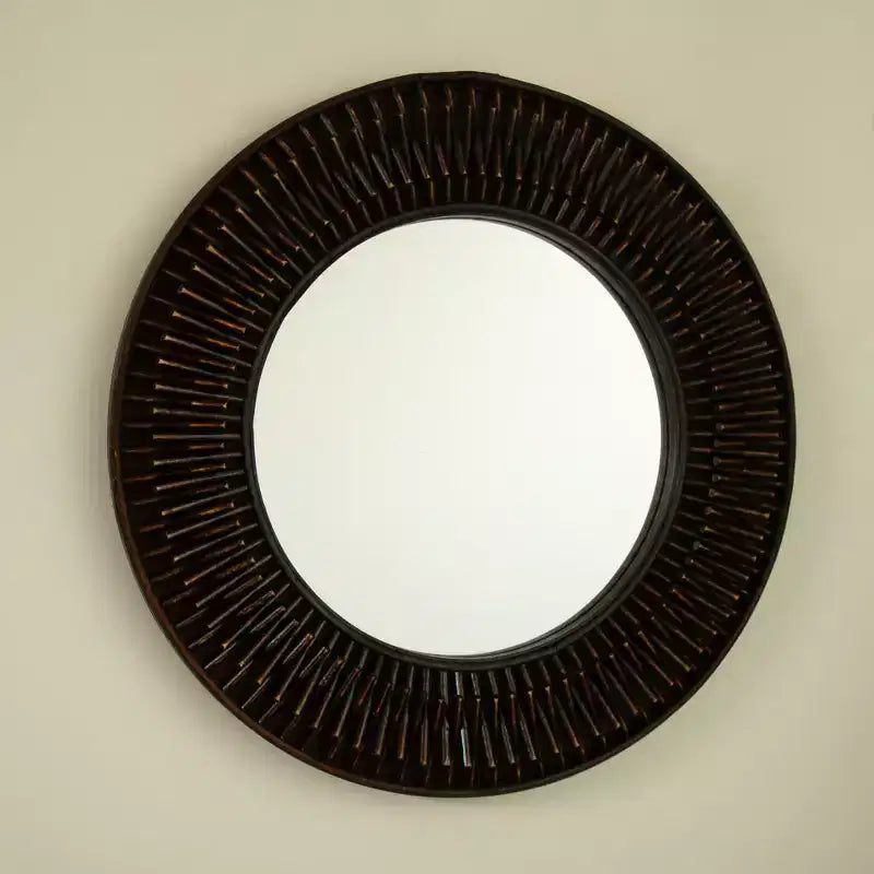 GDFStudio Aura Mid-Century Modern Bamboo Wall Mirror