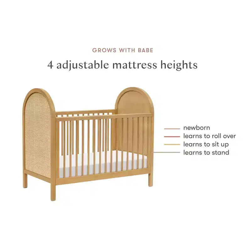 Boho Cane 3-in-1 Convertible Crib with Toddler Bed Conversion Kit