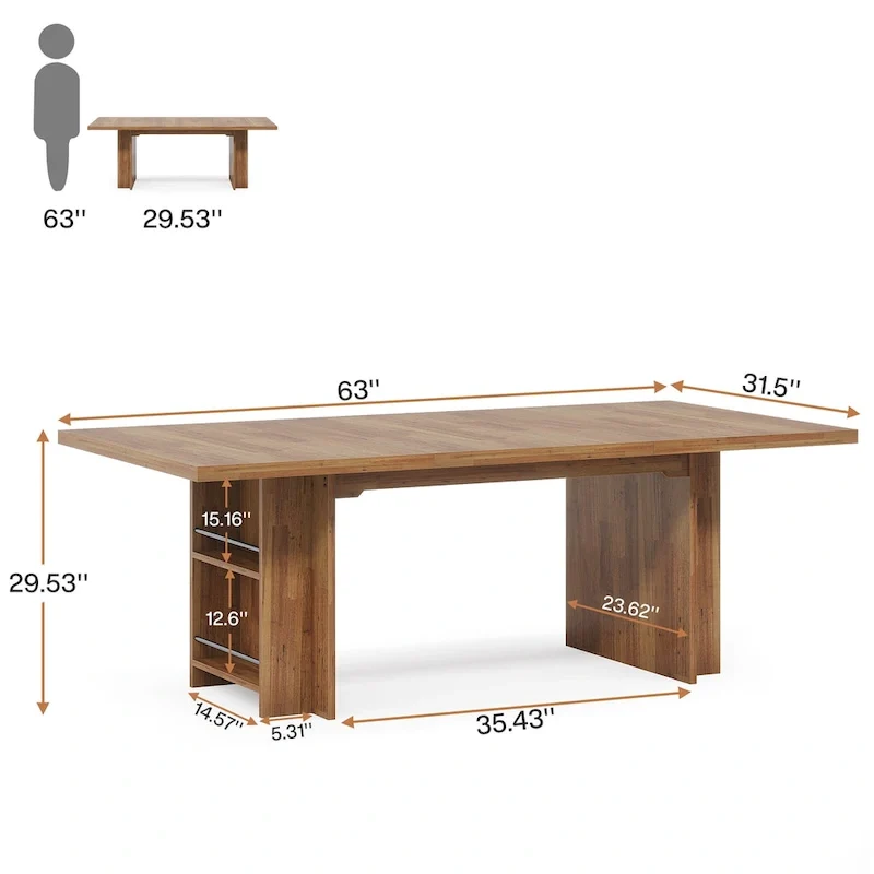 63-in Office Executive Desk, Large Computer Desk with Storage