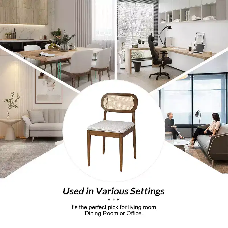 Hartmut Modern Ratten Dining Chair Set of 2 with Solid Wood Legs ART OF LIVING DESIGNS
