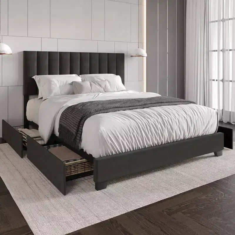 Upholstered Storage Platform Bed
