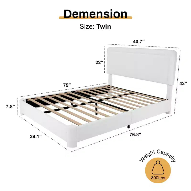 Upholstered Platform Bed Frame with Adjustable Headboard