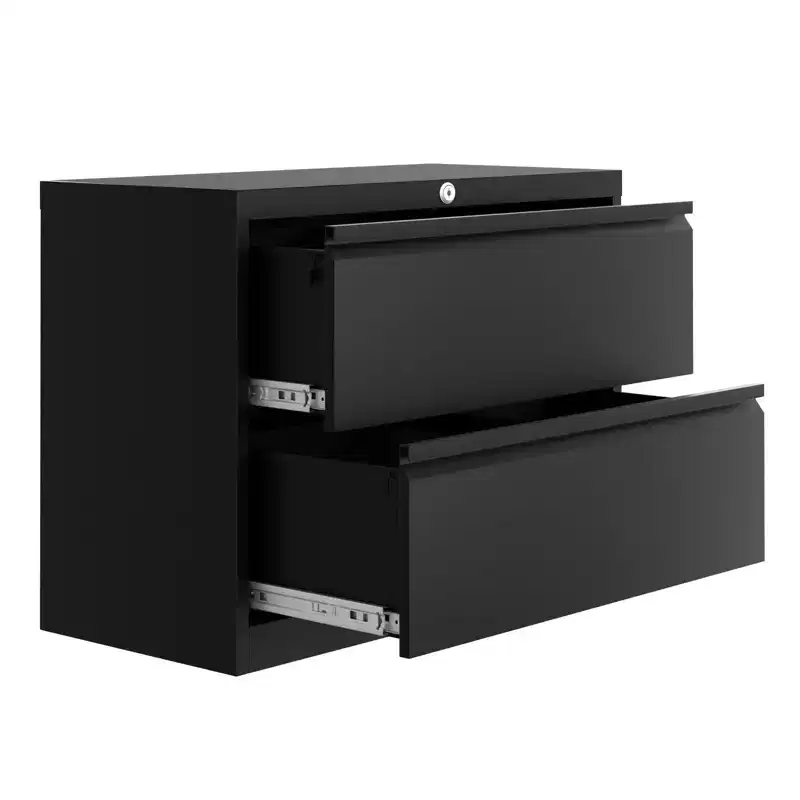TROPOW 39.4x19.7x8.1 2-Drawer Lateral File Cabinet - Black Heavy-Duty Metal Storage with Lock for Letter/Legal Documents (Home/Office Use)