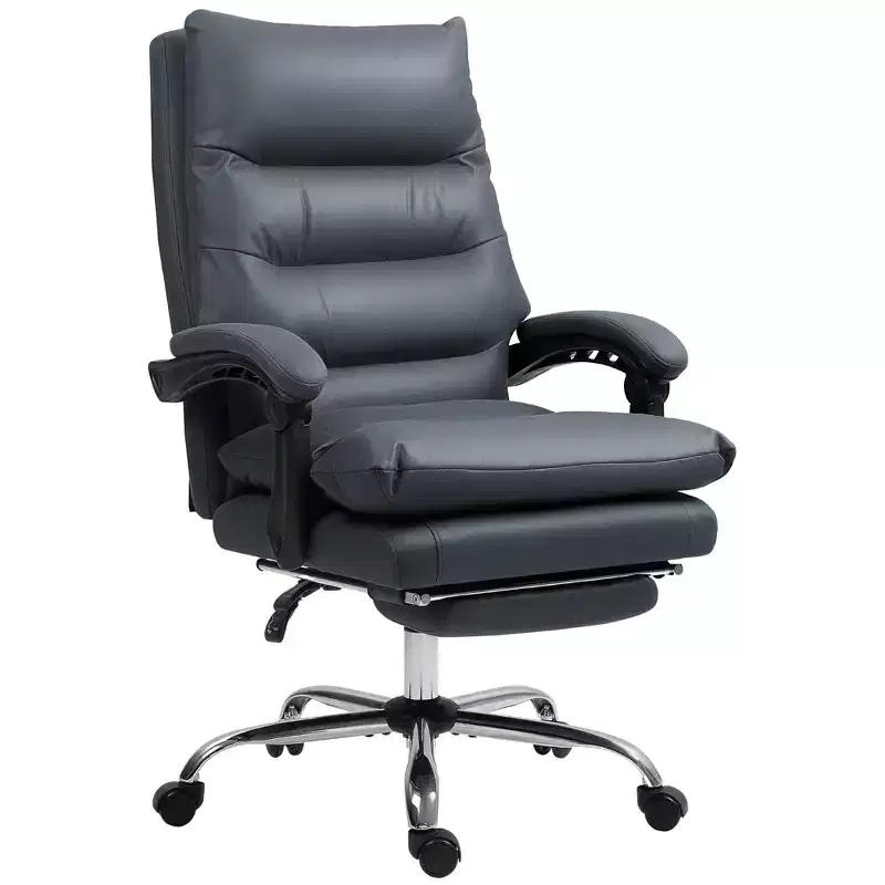 Microfibre Massage Office Chair, Heated Reclining Chair with Footrest, Double-tier Padding, Swivel Wheels