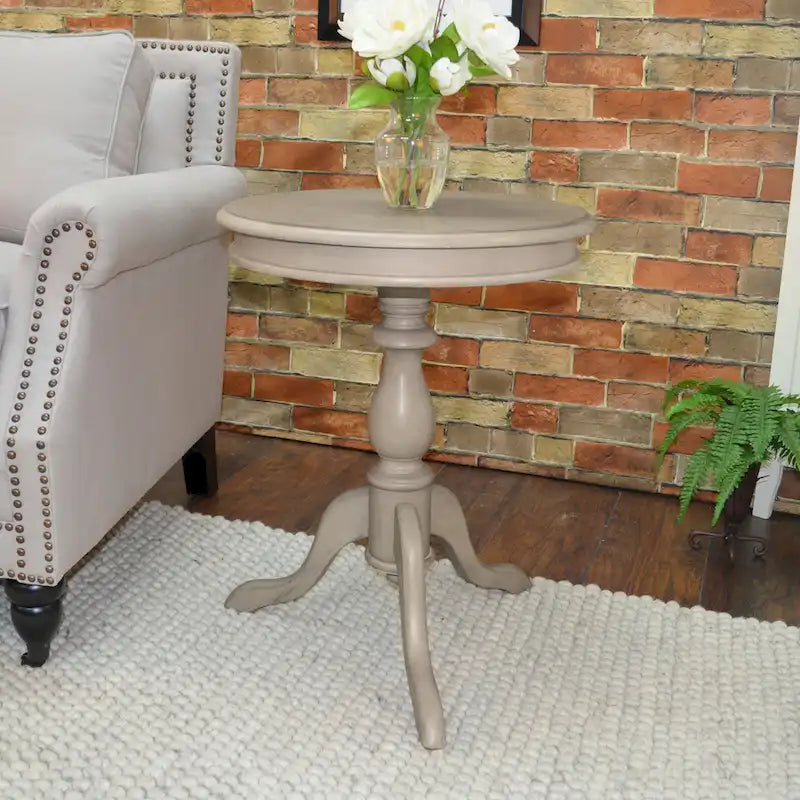 Round Accent Side Table, Copper Finish, Living Room End Table