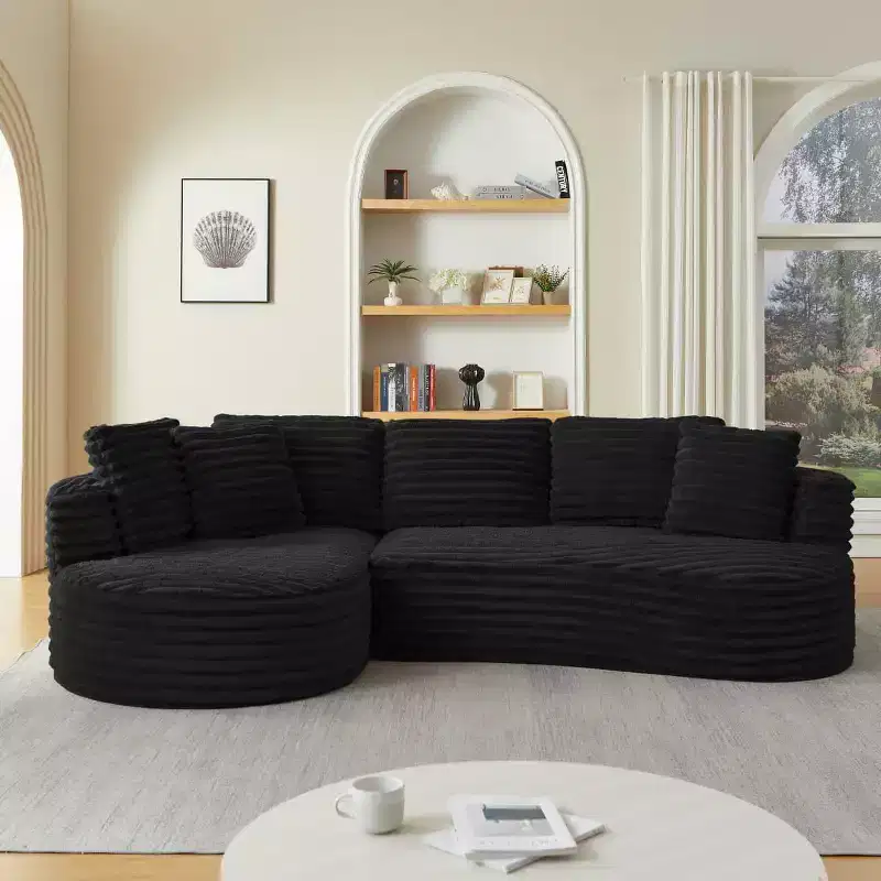 Oversized 4-Seater Modular Sectional Sofa with Chaise, Modern Corduroy Curved Couch Sleeper for Living Room or Reception - Panipeachy