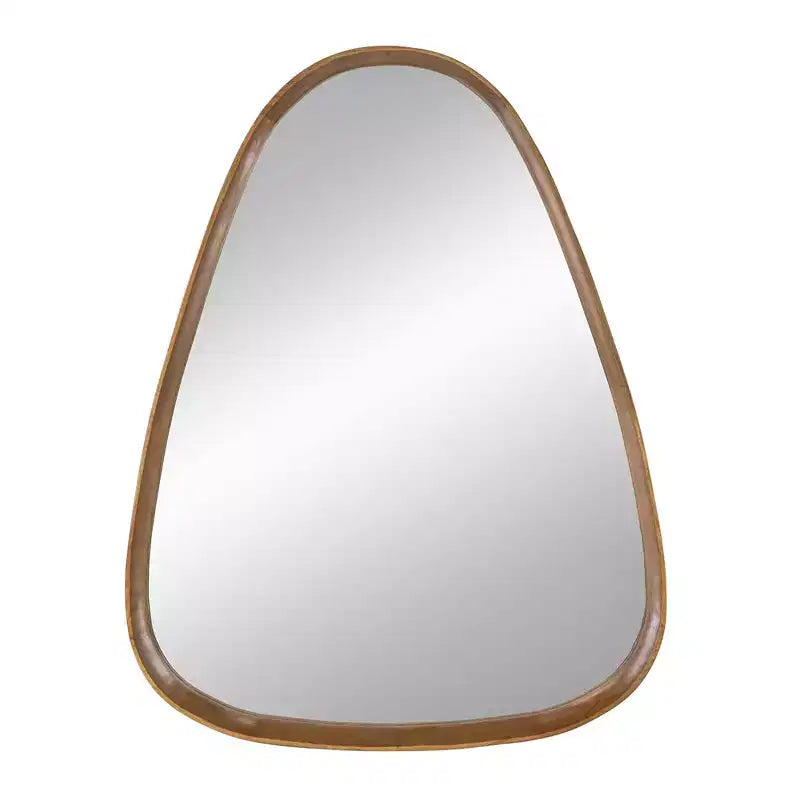 37.5 Oblong Oval Modern Wall Mirror, Pine Wood Frame