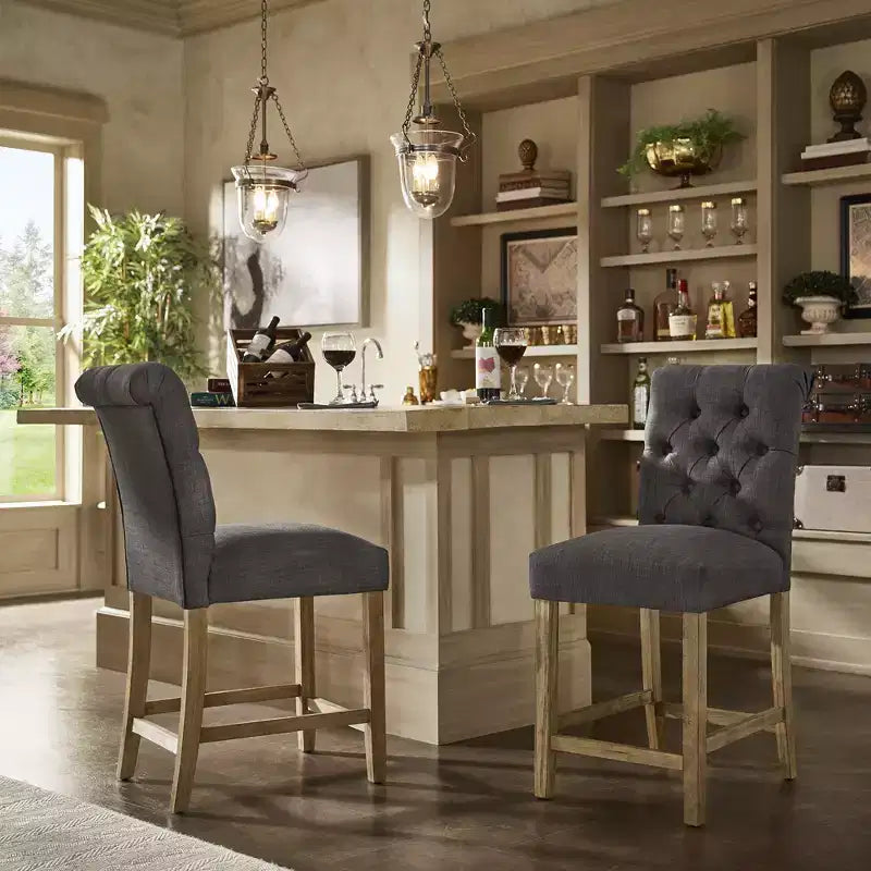 Gramercy Counter Stool - Set of 2 - Light Natural/Dark Grey - iNSPIRE Q