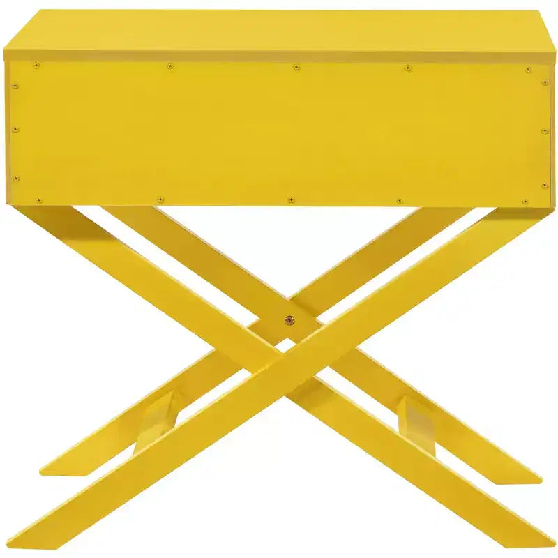 X Frame 1-Drawer Nightstand with Textured Drawer Front