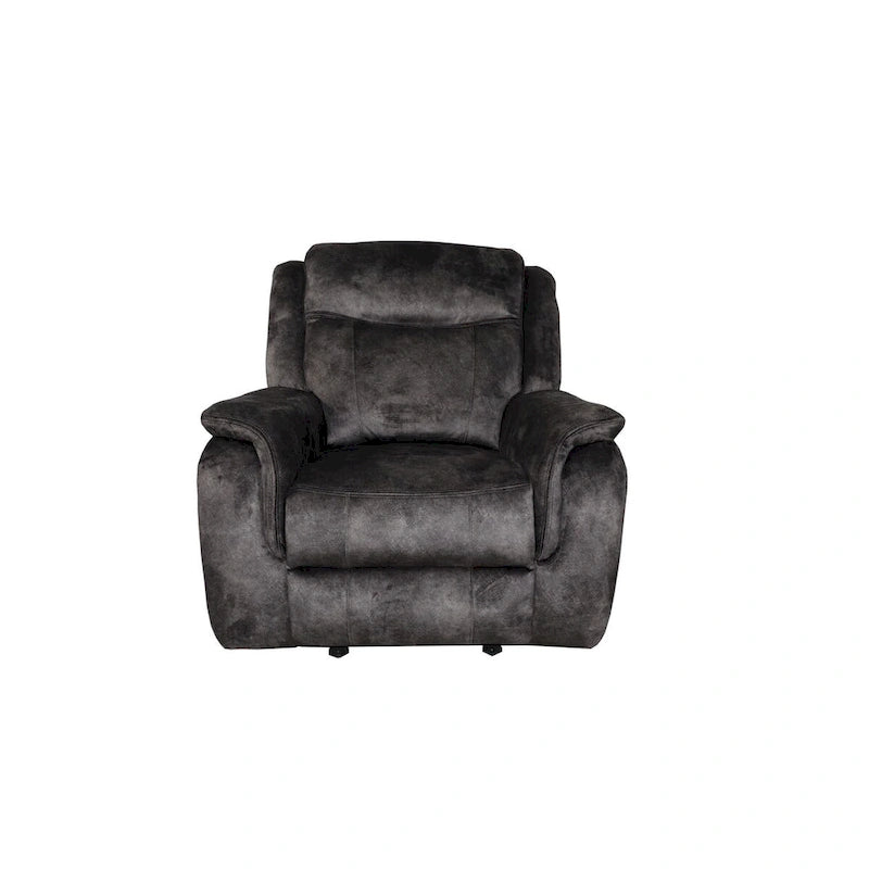 39 in. Manual Glider Recliner Chair with Pocket Coils, Gray Faux Suede