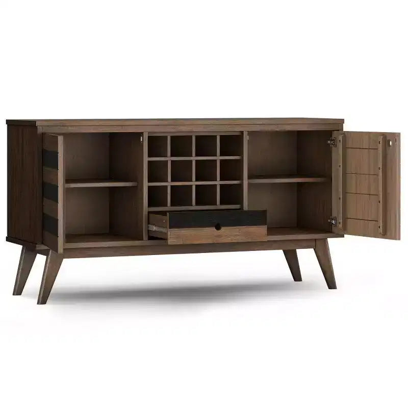 WyndenHall Wright Sideboard with Wine Storage Rustic Natural Aged Brown