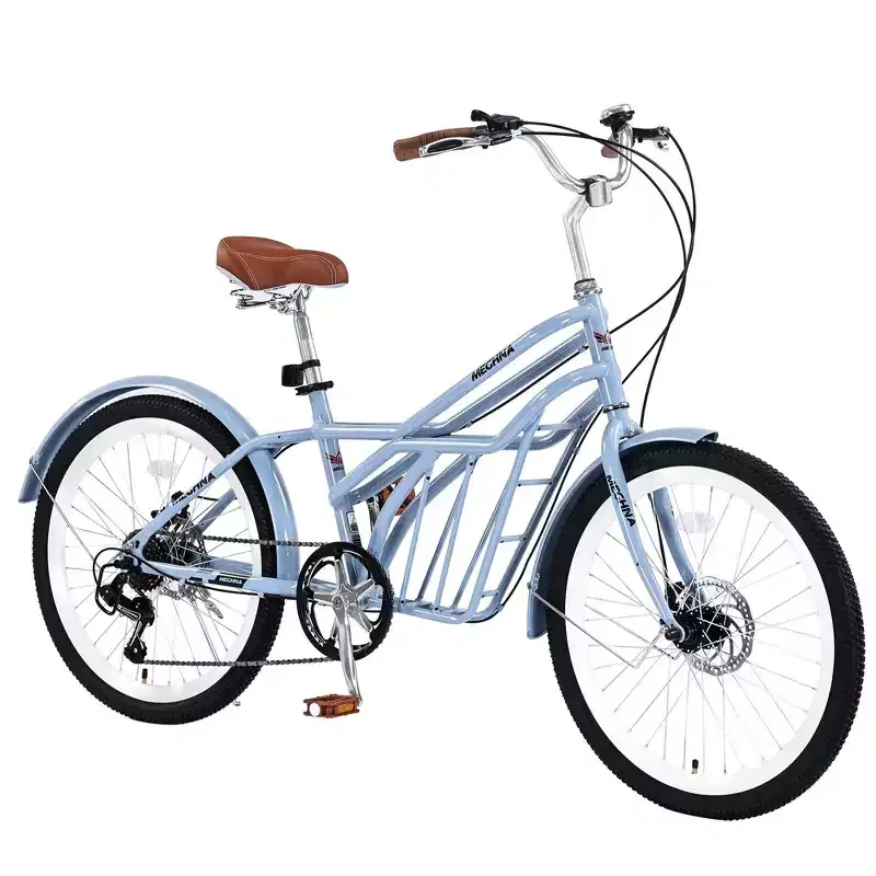 NAYSAYE 24 Inch Commuter Bike for Adult 6-Speed Hybrid City Bicycle with Dual V-Brake Adjustable Seat Steel Frame for Women Men Commuting Leisure