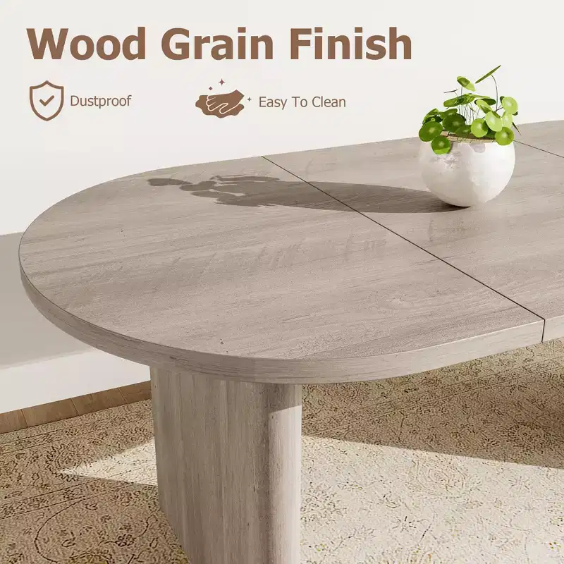 70.9 Oval Dining Table for 68 People, Large Kitchen Table with Thick Sturdy Wooden Base, Farmhouse Style for Kitchen & Living Room