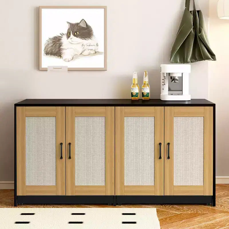 Double Litter Box Enclosure, Hidden Cat Litter Cabinet for Two Cats