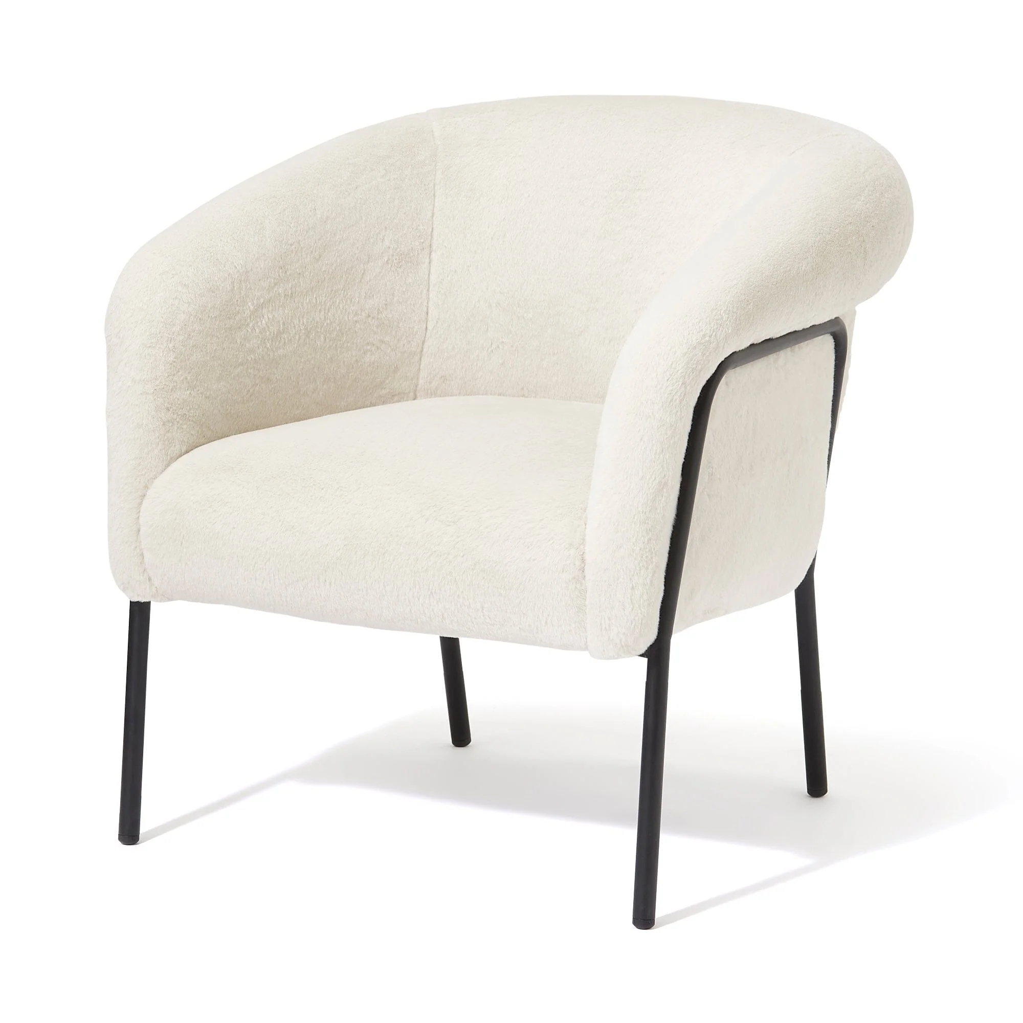 Beige & Black Plush Single Seat Sofa Chair