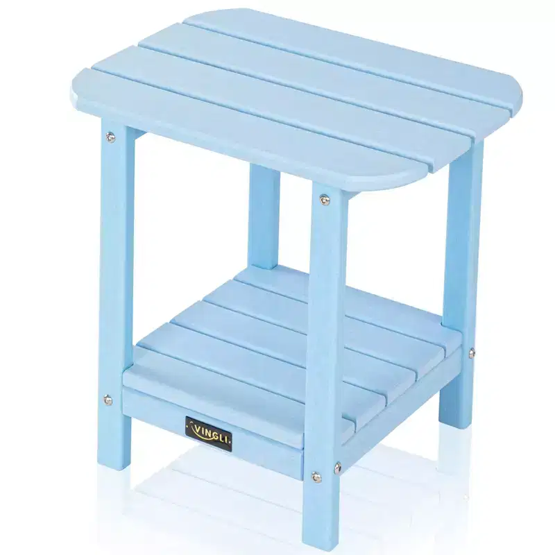 VINGLI HDPE Outdoor Side Table, Waterproof 2-Tier Patio Side Table End Tables for Patio Deck Porch Backyard Pool