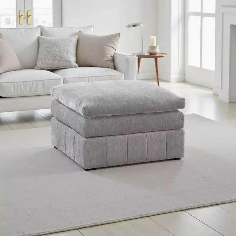 Royal Hampton 33 Inch Modular Ottoman, Three Layer Plush Cushioned Seat, Gray