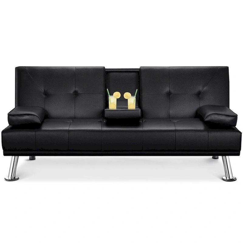 Modern Recliner Couch Faux Leather Futon Sofa Bed