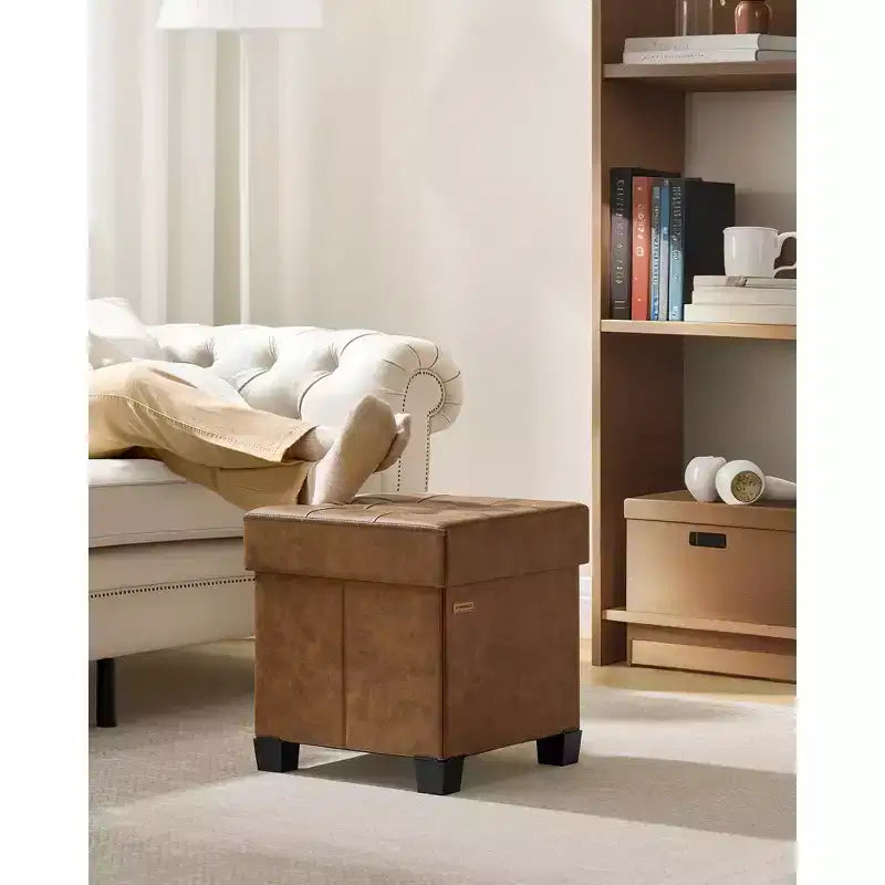 Synthetic Leather Cube Storage Ottoman 15x15x15.7''