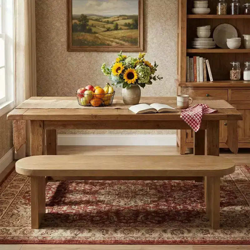 Christopher Knight Home Chaeryeong Farmhouse Pine Dining Bench with Rounded Corner