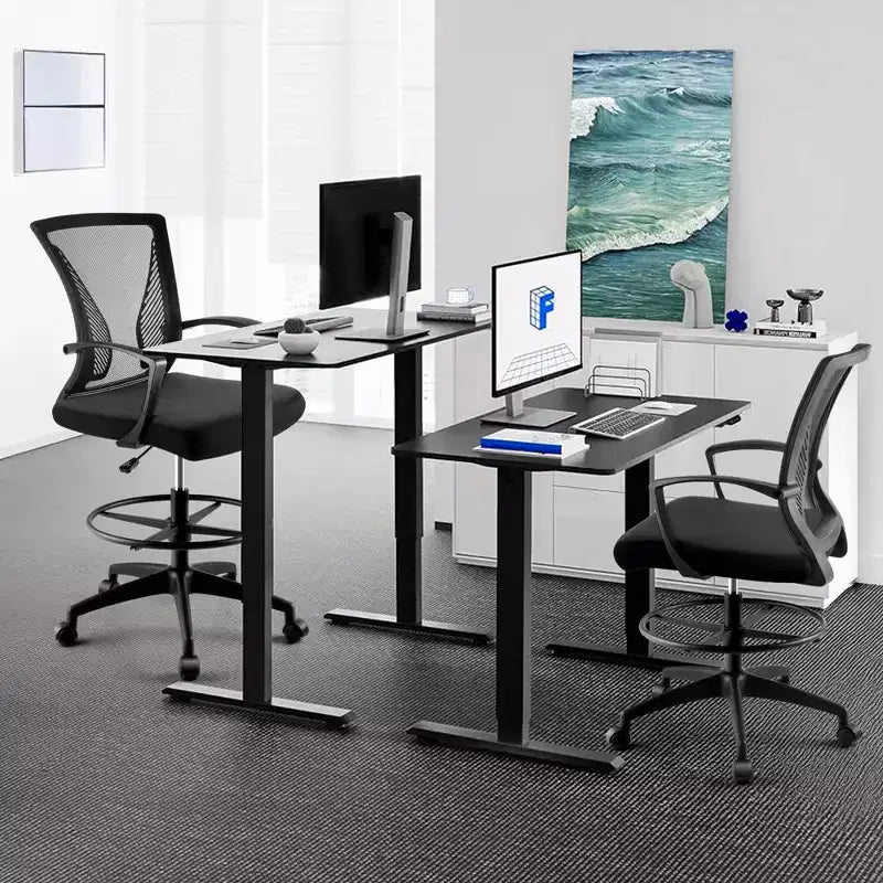 Tall Drafting Chair for Standing Desk Mesh Back with Adjustable Foot Ring Lumbar Support 330 lb Capacity Counter Height Office Stool