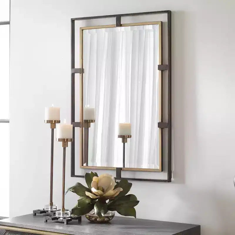Uttermost Carrizo Distressed Bronze 22 x 32 Rectangular Wall Mirror