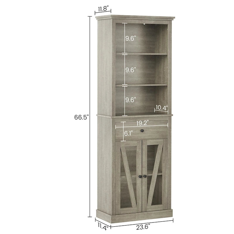 66.5 Tall Storage Cabinet with 5 Shelves & Drawer