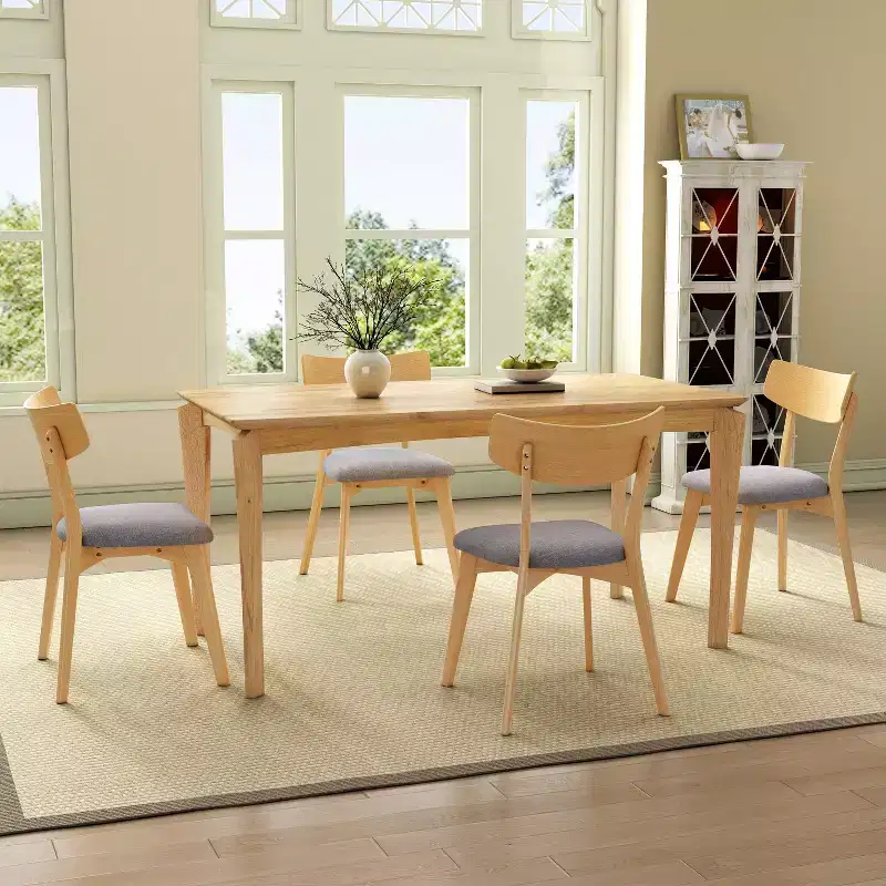 Christopher Knight Home Adrian Mid-Century Modern 7-Piece Wood Dining Table Set with Upholstered Dining Chairs