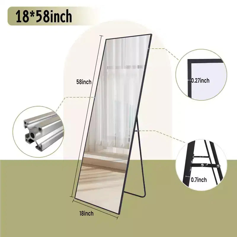 HOMLUX 18x58 Rectangle Full Length Floor Mirror Leaning Design Bathroom Entryway,Black/Gold
