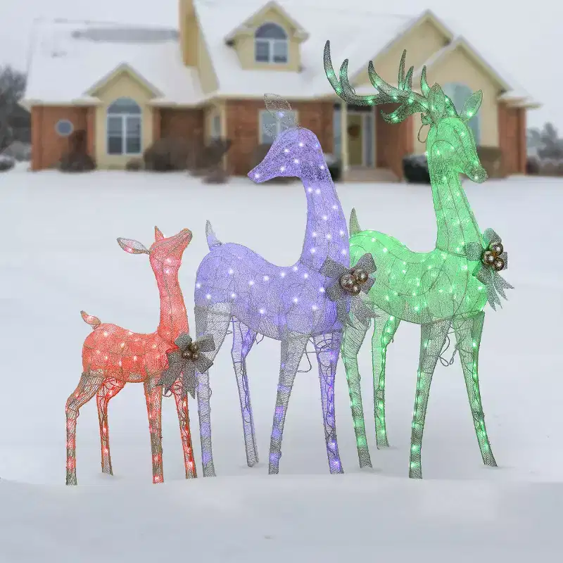 Prelit Deer Family Sculpture Light Assortment - National Tree Company