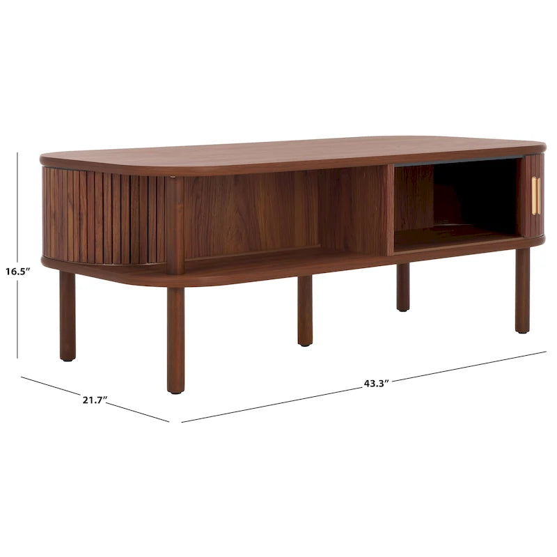 2-Door Tambour Coffee Table 43Wx22Dx17H