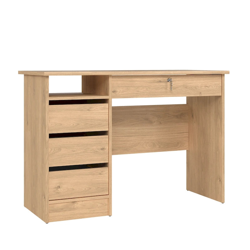 Home Office Writing Desk with 4 Drawers and Open Shelf