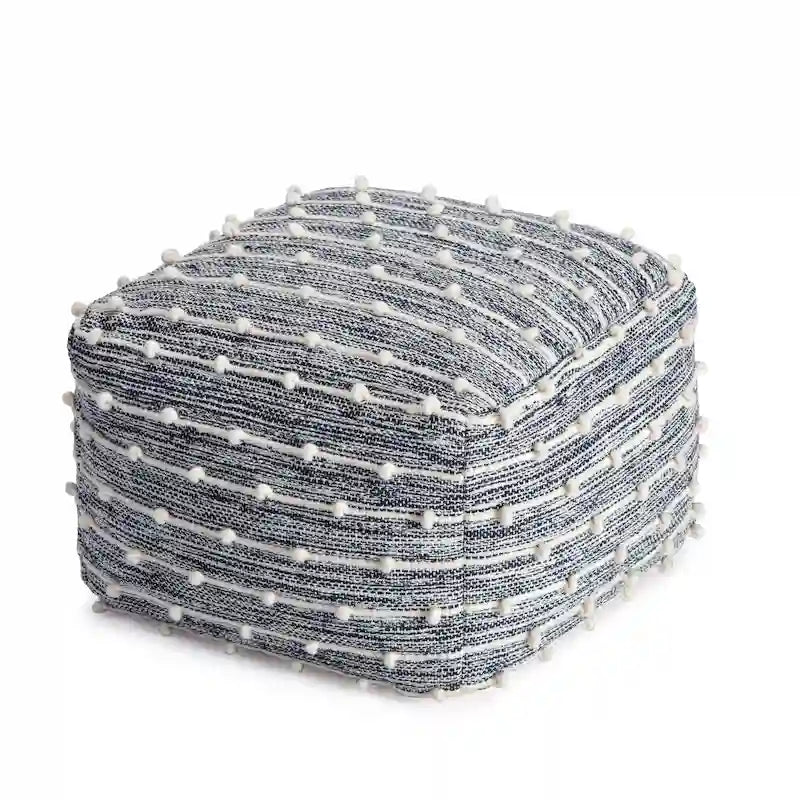 22-inch Square Pouf Ottoman - Handmade Footrest for Living Room, Bedroom, Nursery, Kids Room