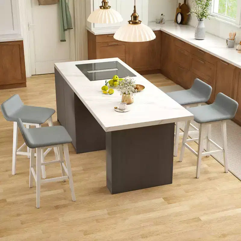 Costway 2PCS 29 Upholstered Barstools w/ Low Back Footrest & Wood Legs for Kitchen