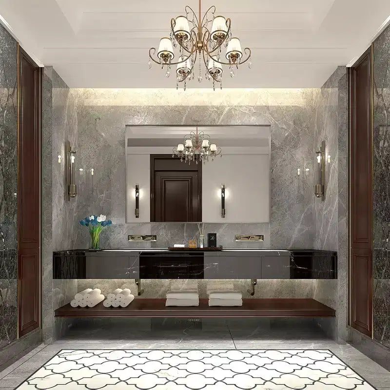 40x30 Silver Beveled Bathroom Mirror: Square Angle Frame, Wall Mounted, Horizontal/Vertical