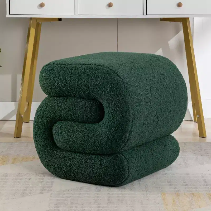 GDFStudio Mila 19.3 Teddy S-Shape Ottoman/Footstool