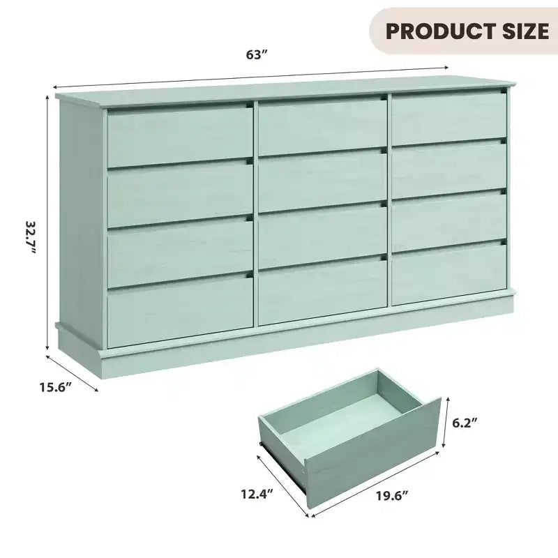 5/9/12 Drawer Dressers for Bedroom, Chest of Drawers with Deep Drawers, Large Double Dresser for Closet with Wide Top, Horizontal Wooden Dresser