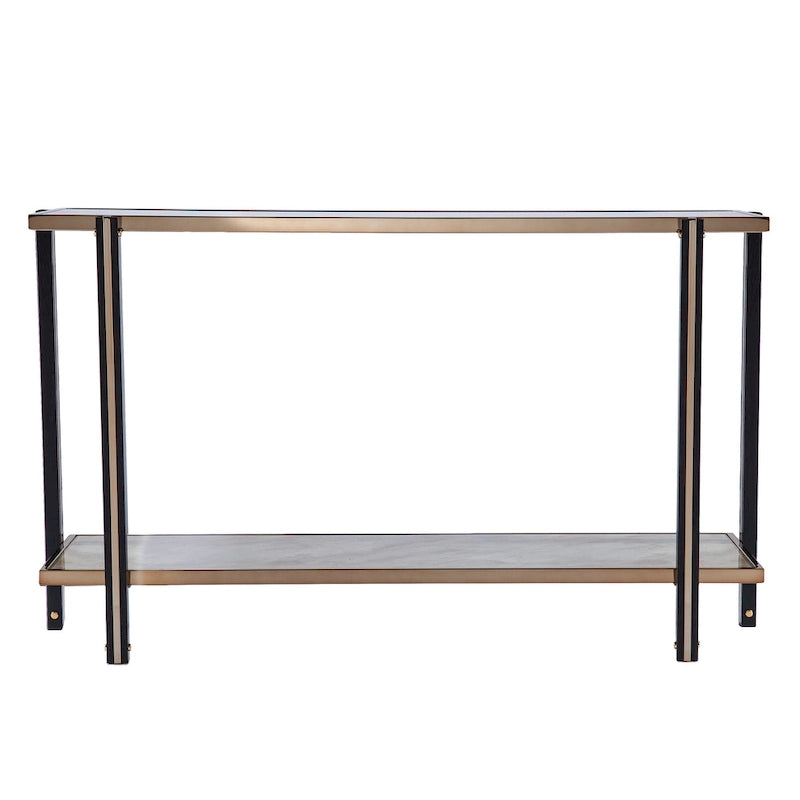 Transitional Champagne Metal Console Table - Entryway Sofa Table for Living Room