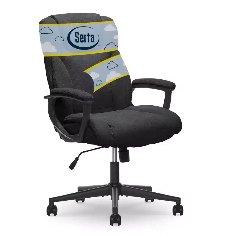 Executive Office Chair, Midnight Black Microfiber, Adjustable Height, 275 lbs Capacity