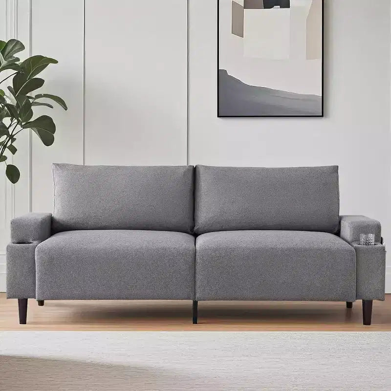 Acekool 81 Comfort Loveseat Sofa, 3-Seater with Cup Holders & Storage Pockets, Deep Cushions for Living Room, Bedroom