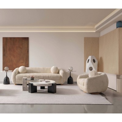 Manhattan Comfort 2pc Tribeca Chenille Upholstered 85.8 Sofa and Accent Chair Set