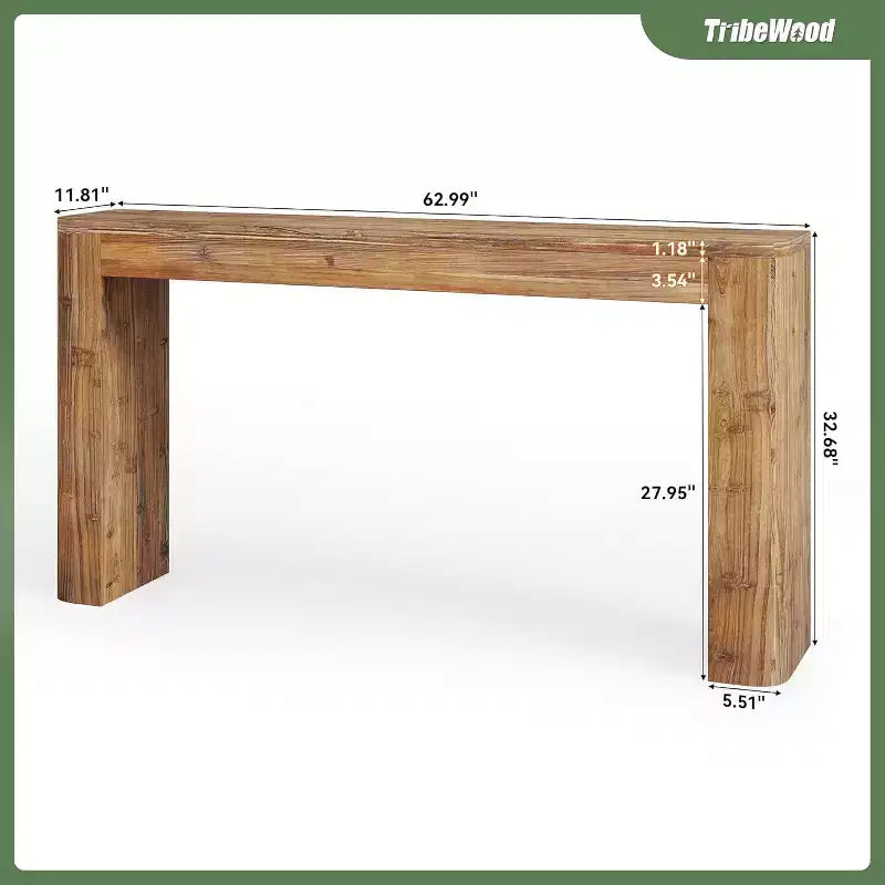 Tribesigns 63-Inch Solid Wood Console Table, Farmhouse Entryway Sofa Table Behind Couch for Living Room Hallway, Foyer,Brown