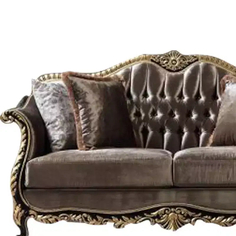 75" Betria Sofa Light Green Velvet, Gold and Black High Gloss Finish - Acme Furniture