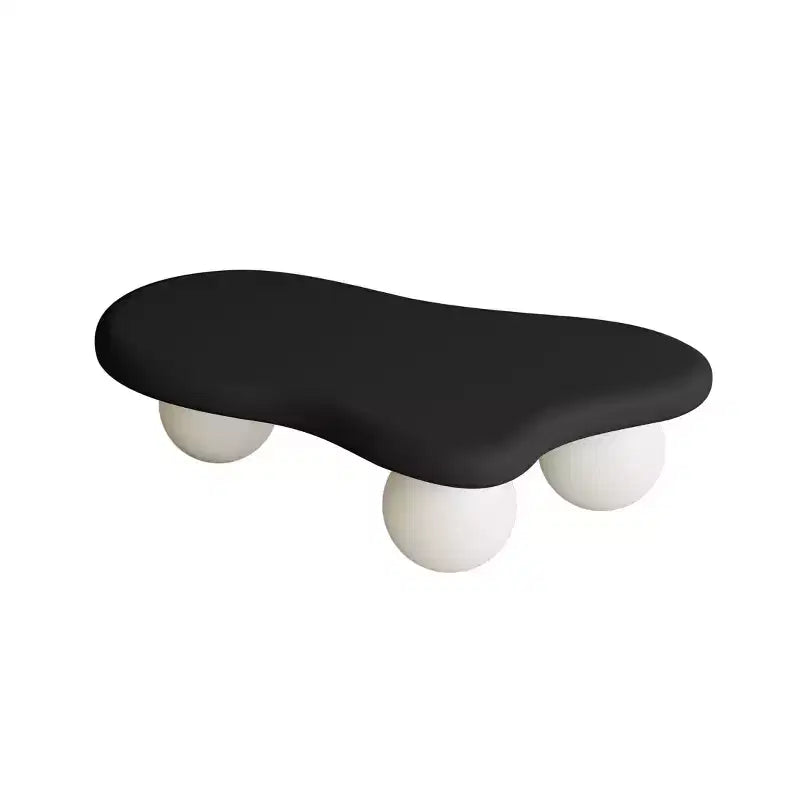 40-Inch Cloud Shaped MDF Coffee Table with Ball Legs Black White